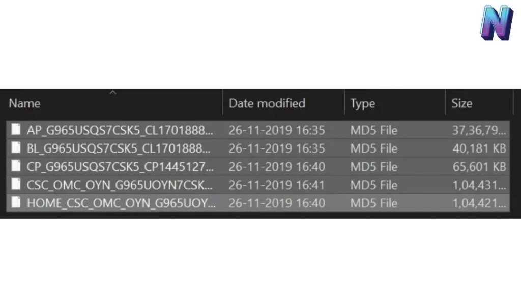 Add these files in the Odin tool